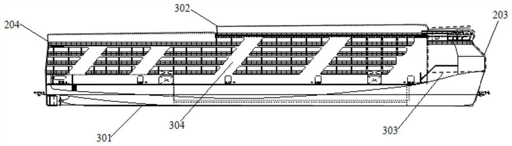 一种适用于升船机的滚装船的整体式上层建筑布置方案