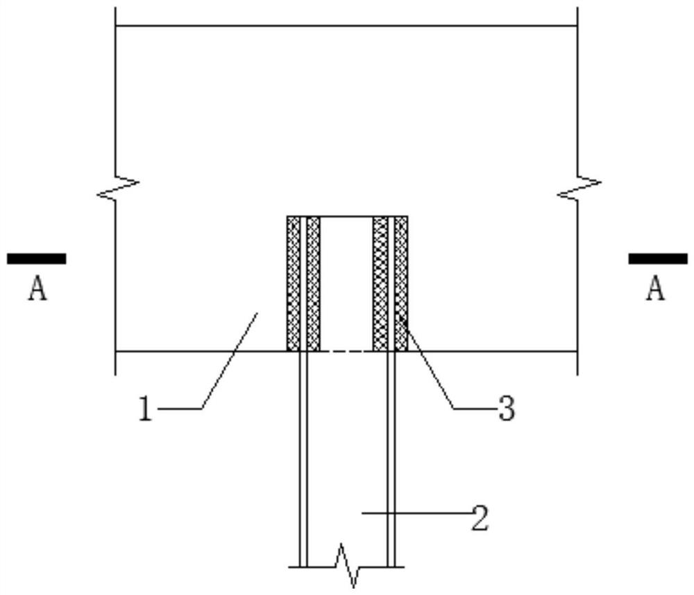 一种贴橡胶板改进的整体式桥台-H型钢桩节点抗震构造