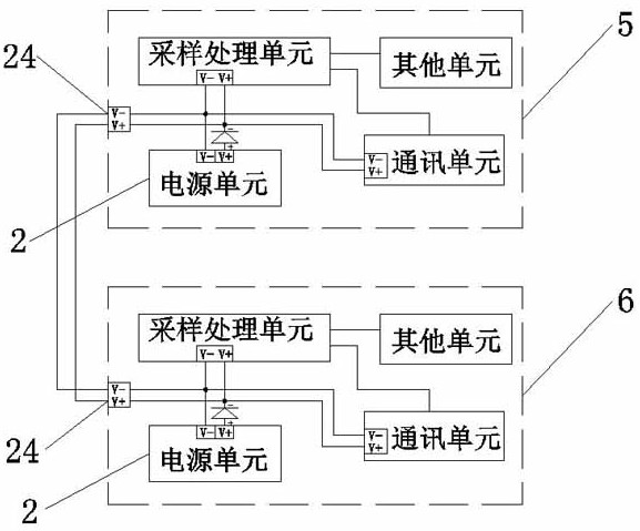 一种提高监测装置可靠性的电源连接系统