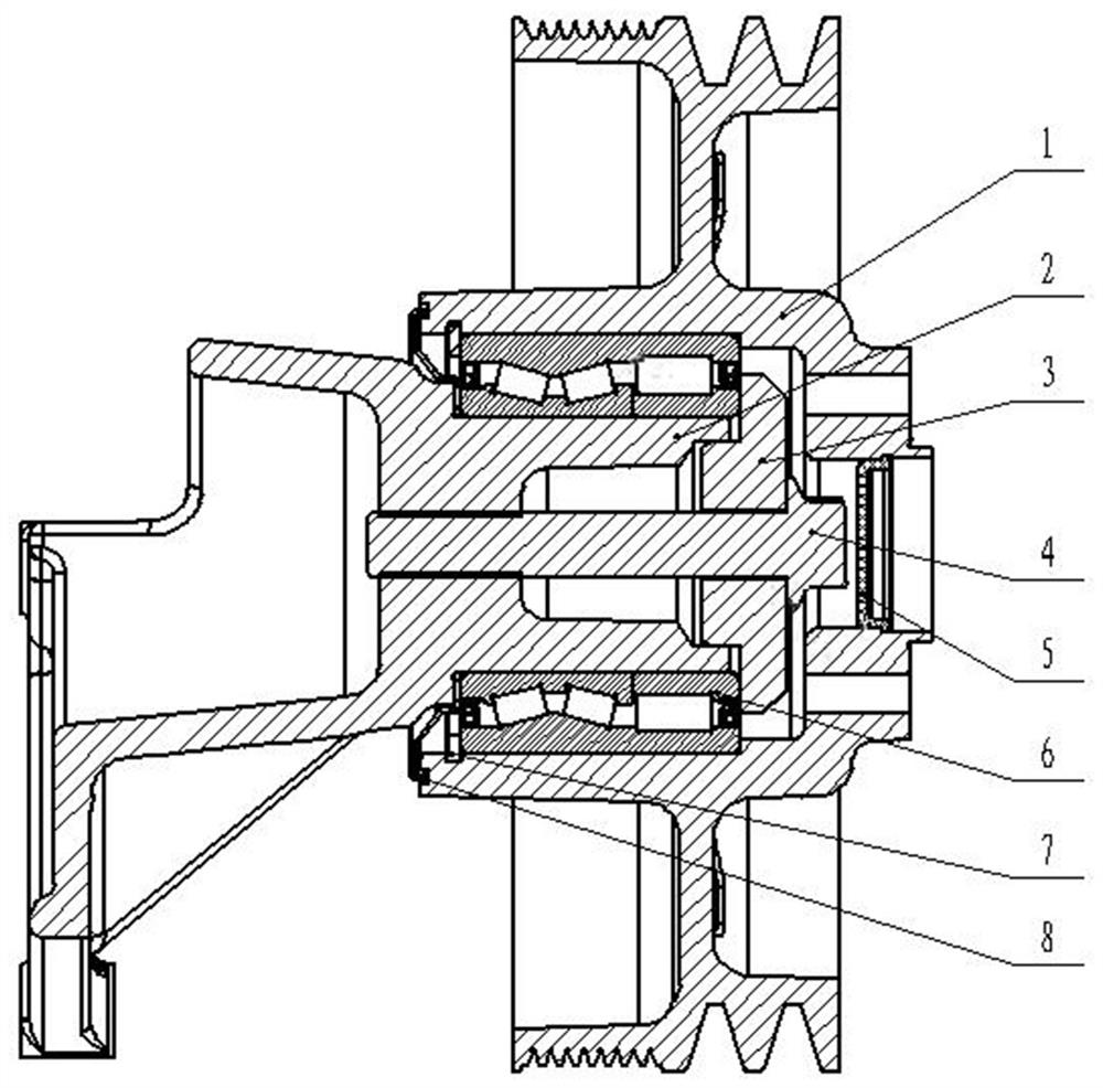 一种三滚子组合式轴承风扇托架总成结构