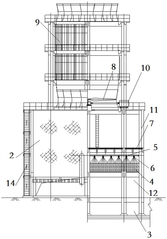 一种脱硫废水进间接空冷塔内强化蒸发减量系统