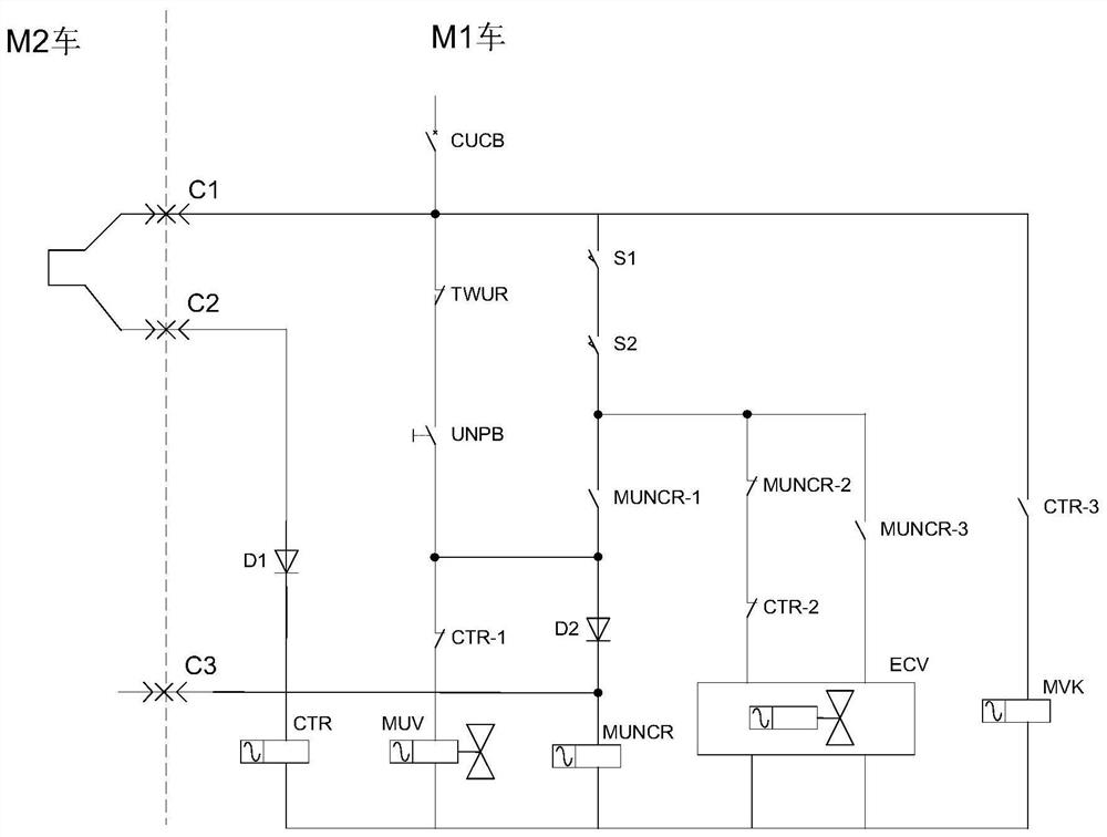 地铁车辆中间车电钩控制电路