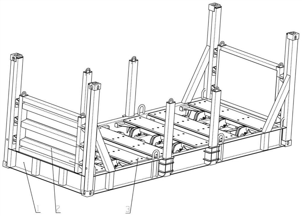 一种带活动端墙和可变位档板组成的钢材集装架