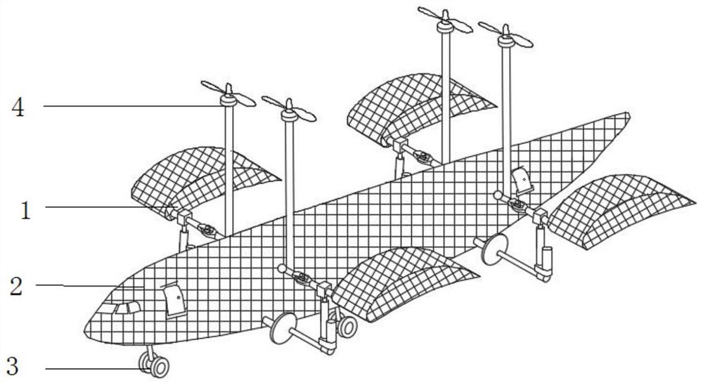 一种具备辅助提升装置的混动节能四翼扑翼飞行器
