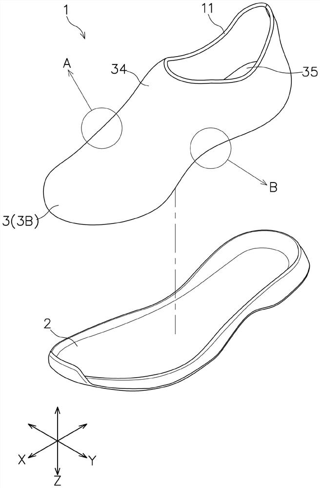 鞋、鞋的制造方法、鞋用鞋面的制造方法