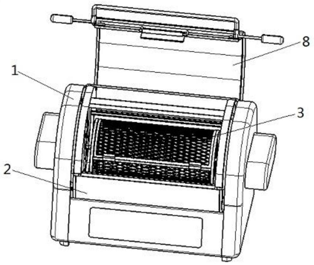 一种带转网的双涡轮空气炸锅