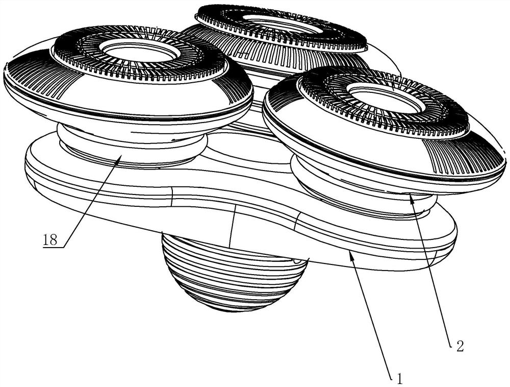 一种多刀头浮动剃须刀机头