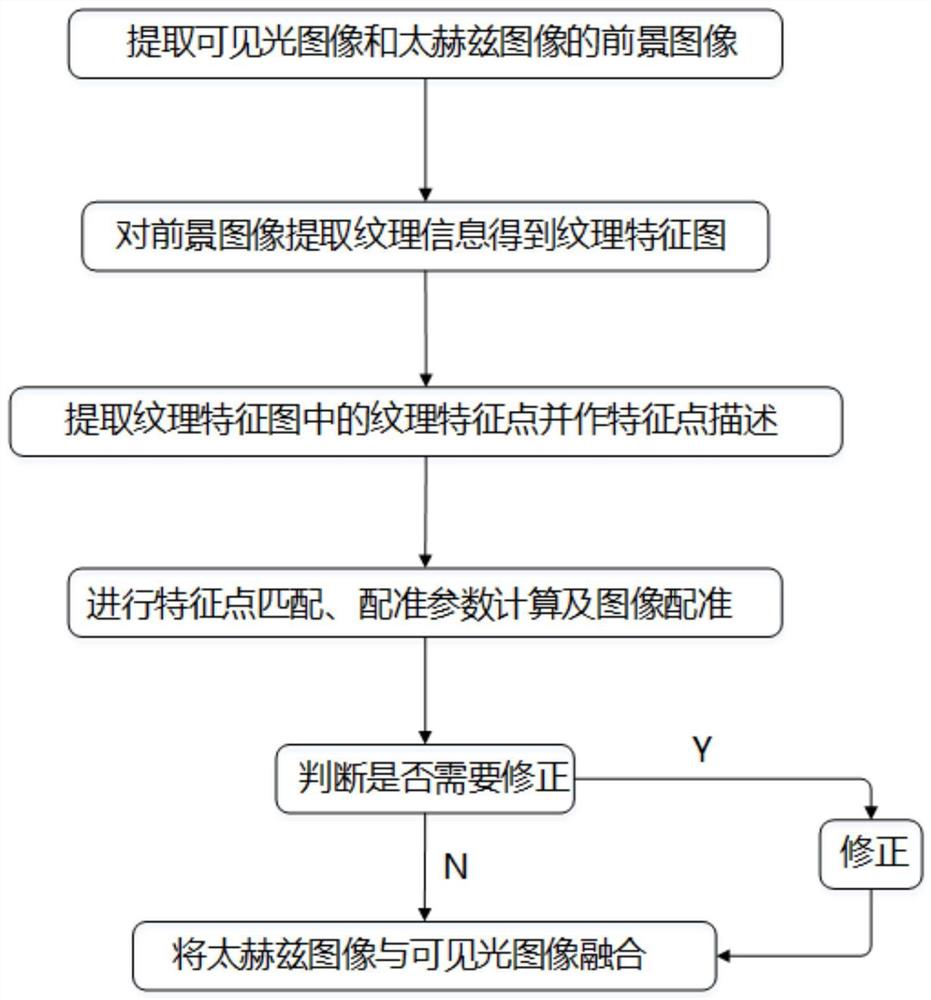 基于纹理特征点的太赫兹与可见光图像配准方法及装置