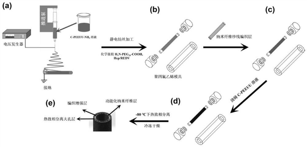 一种编织增强型可降解聚氨酯弹性体人工血管及其制备方法