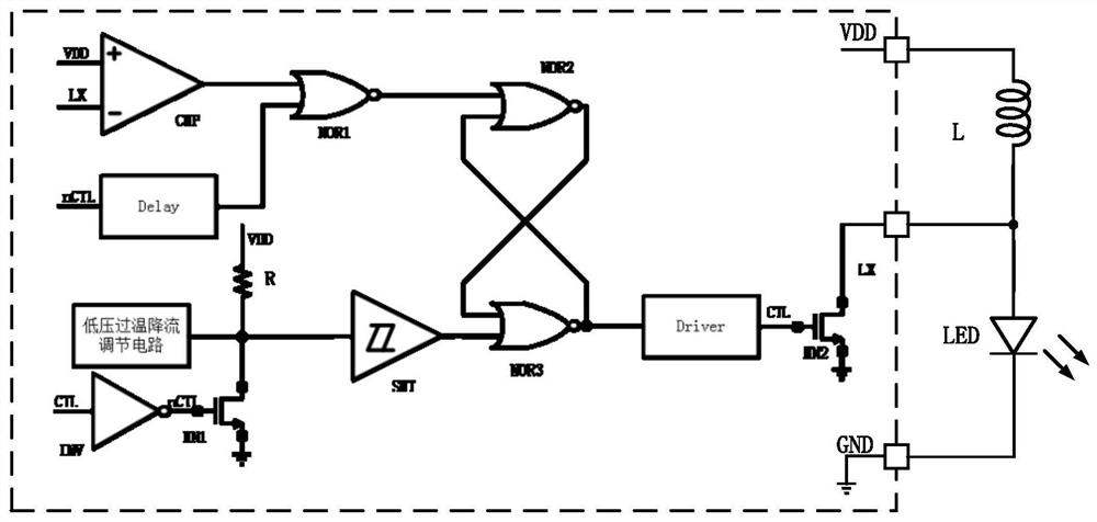 一种低压过温降流LED驱动电路