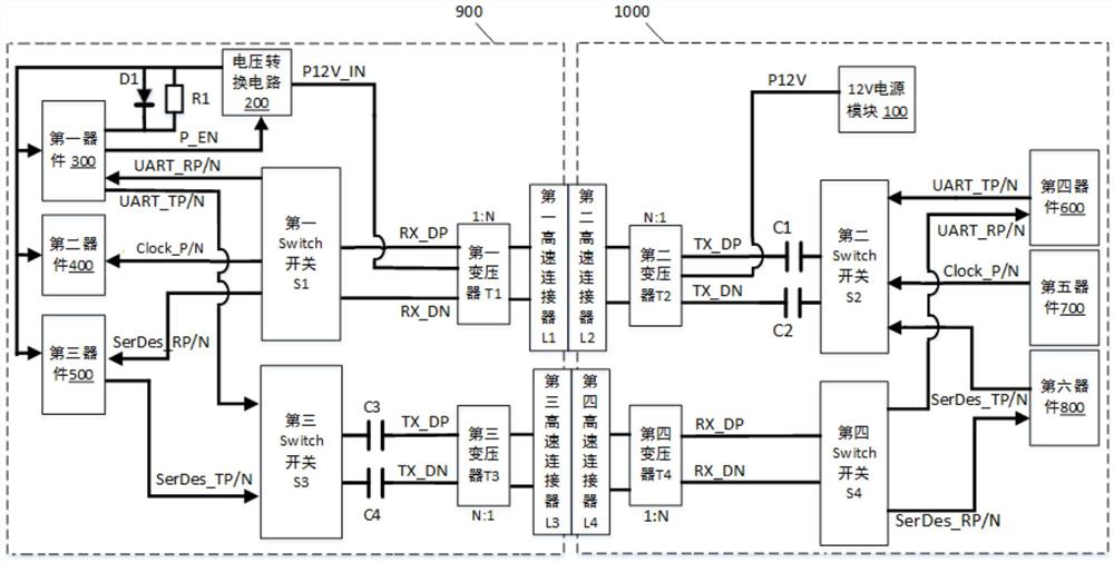 一种利用变压器实现多路信号复用的电路