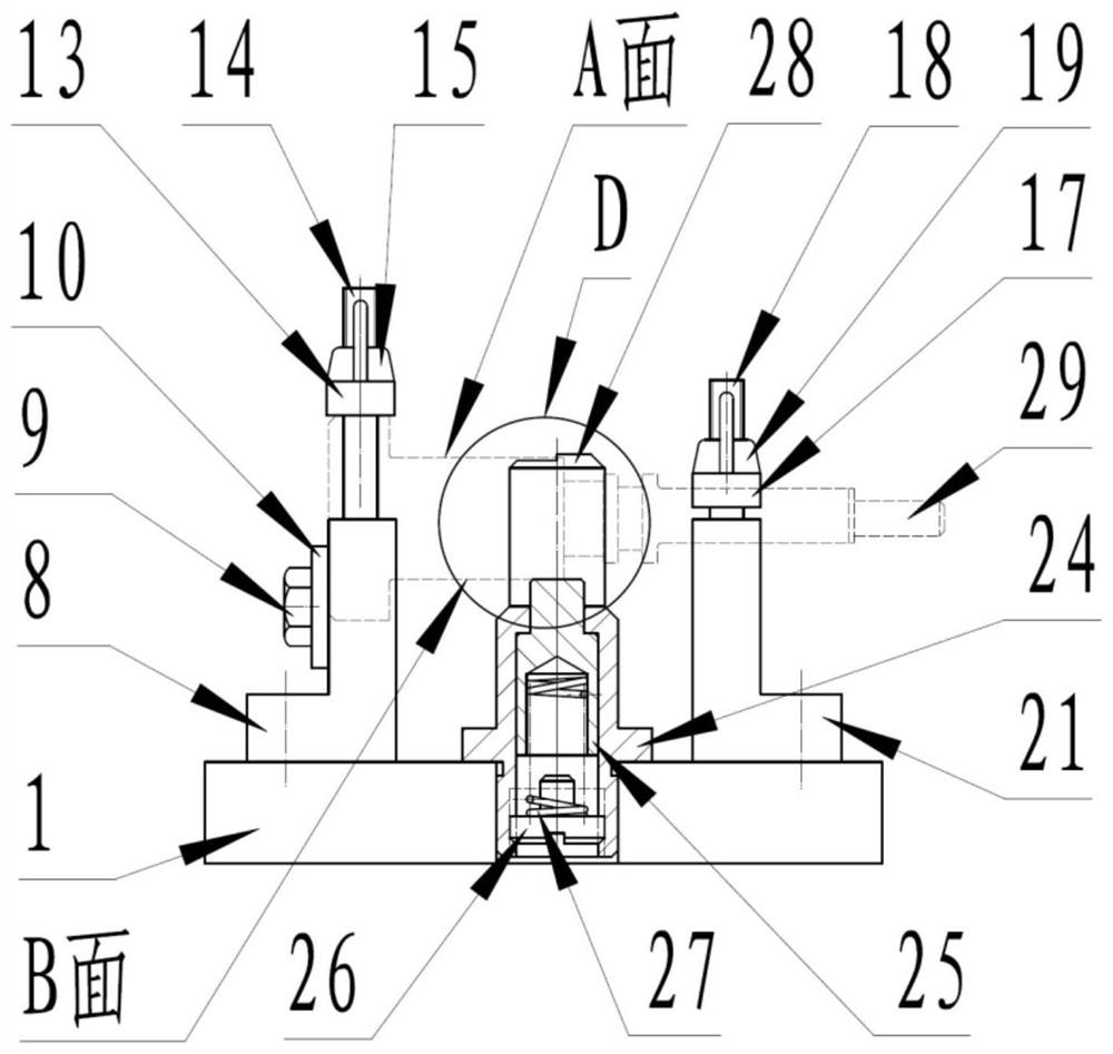 一种测量平面与基准对称度的测具及测量方法