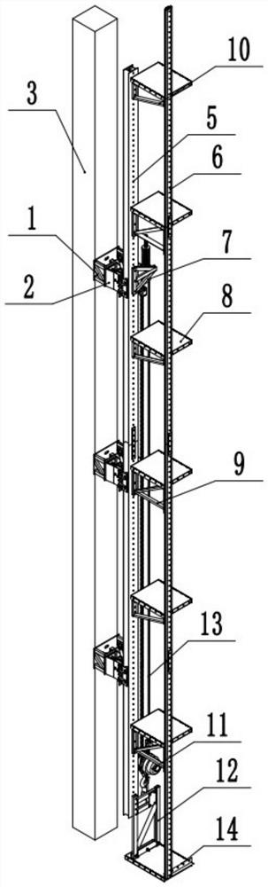 一种适用于装饰构造柱的爬架附着结构