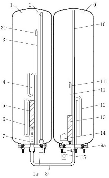 立式双胆电热水器的加热结构及其控制方法