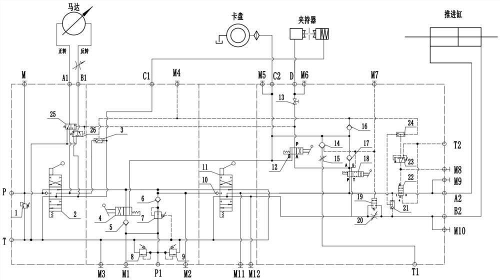 一种合流逻辑复合作用液压阀组