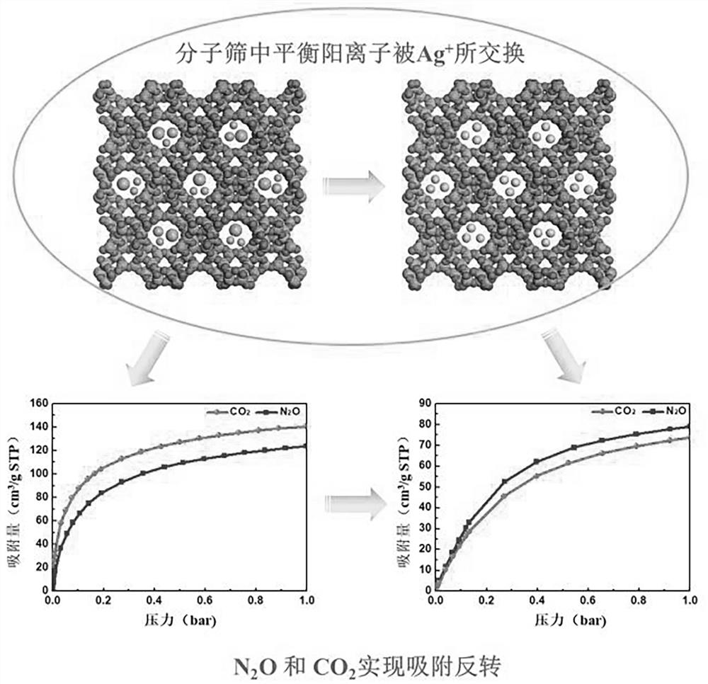 一种高效分离N2O/CO2的银交换分子筛吸附剂及其制备方法