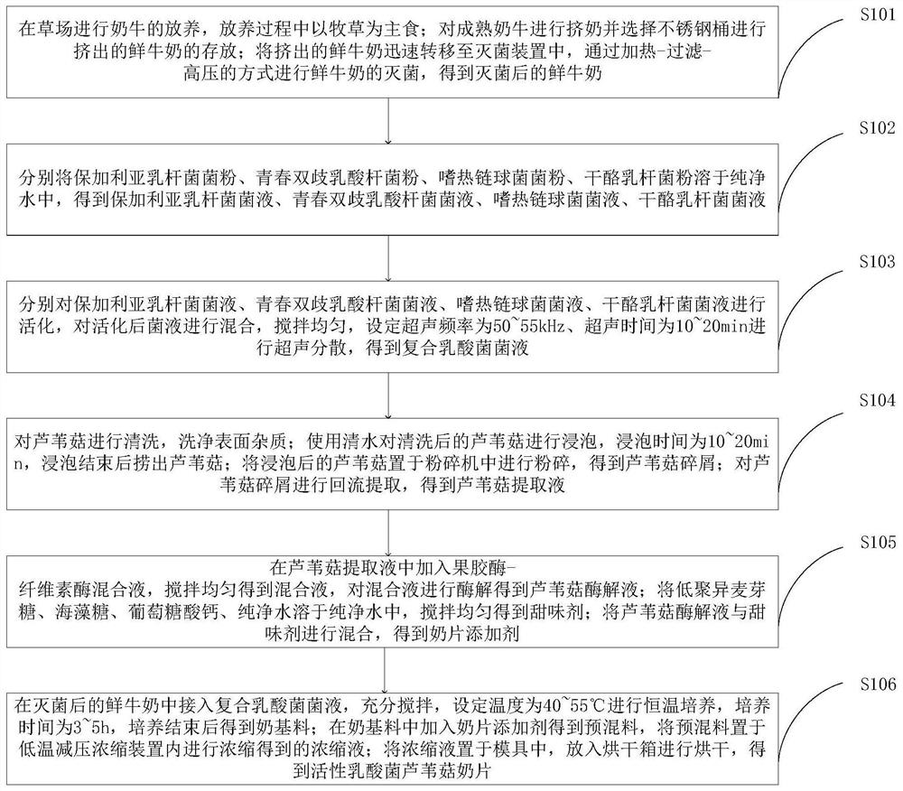 一种活性乳酸菌芦苇菇奶片加工方法及智能加工系统