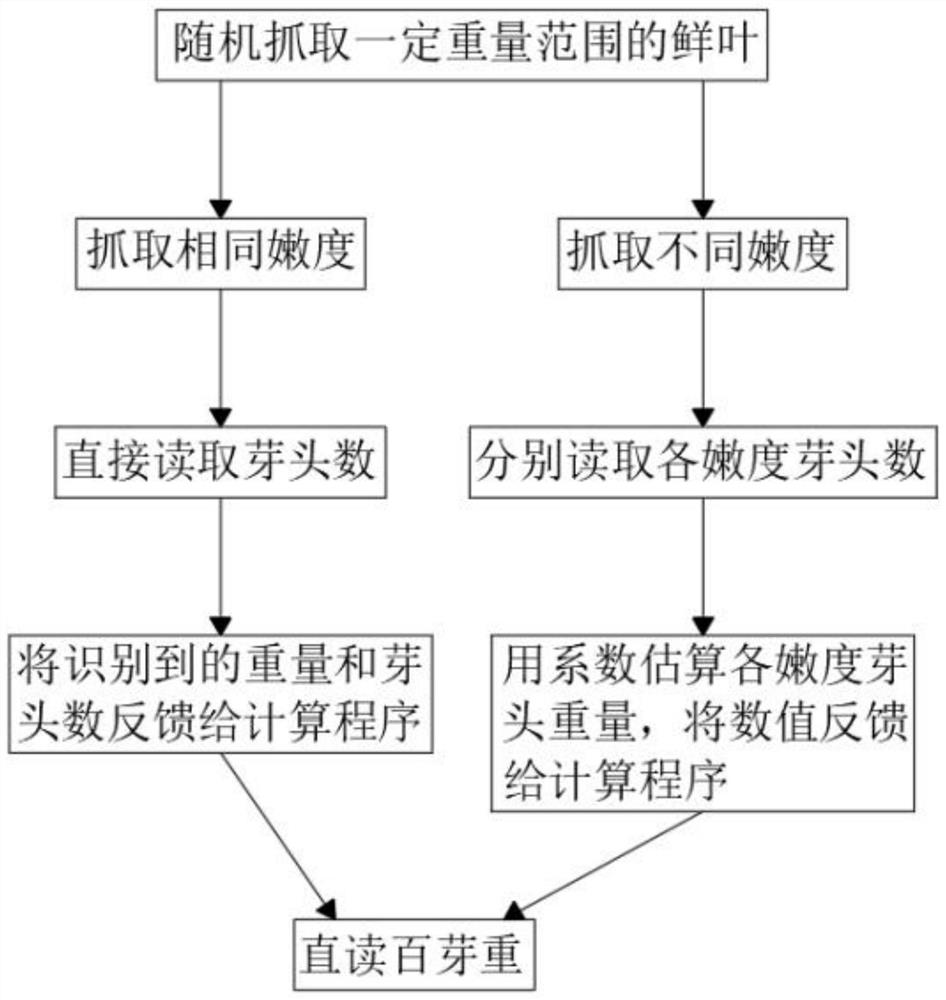 一种在一定重量范围内实现直读茶叶百芽重的方法