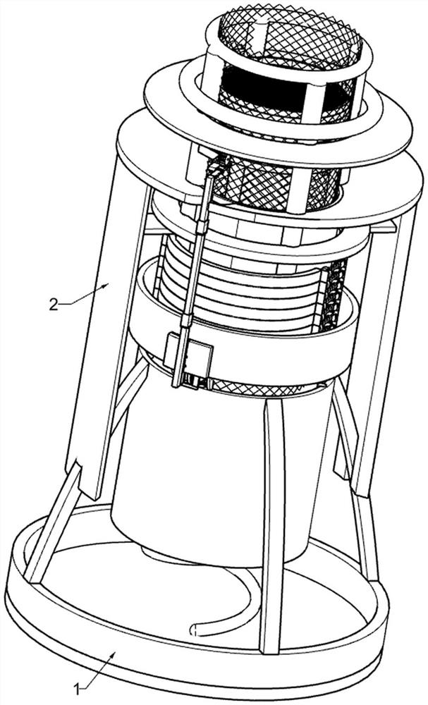 一种可简化工序的夹紧式扇贝苗装笼设备