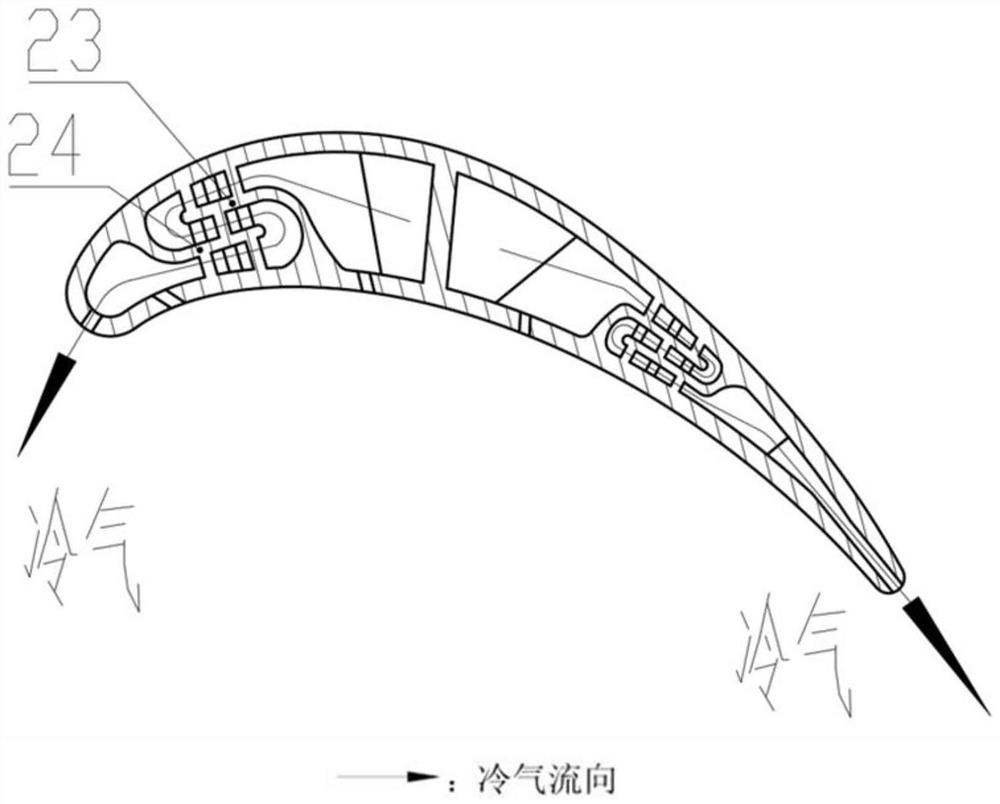一种采用弦向回转冷却通道的涡轮叶片
