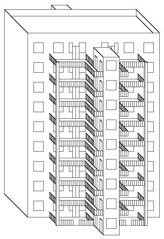 在居住主体室外设置梯间和开敞式空中庭院的居住建筑