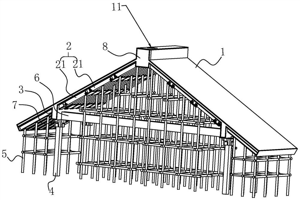 一种仿古建筑支撑梁及屋面一体化浇筑施工方法