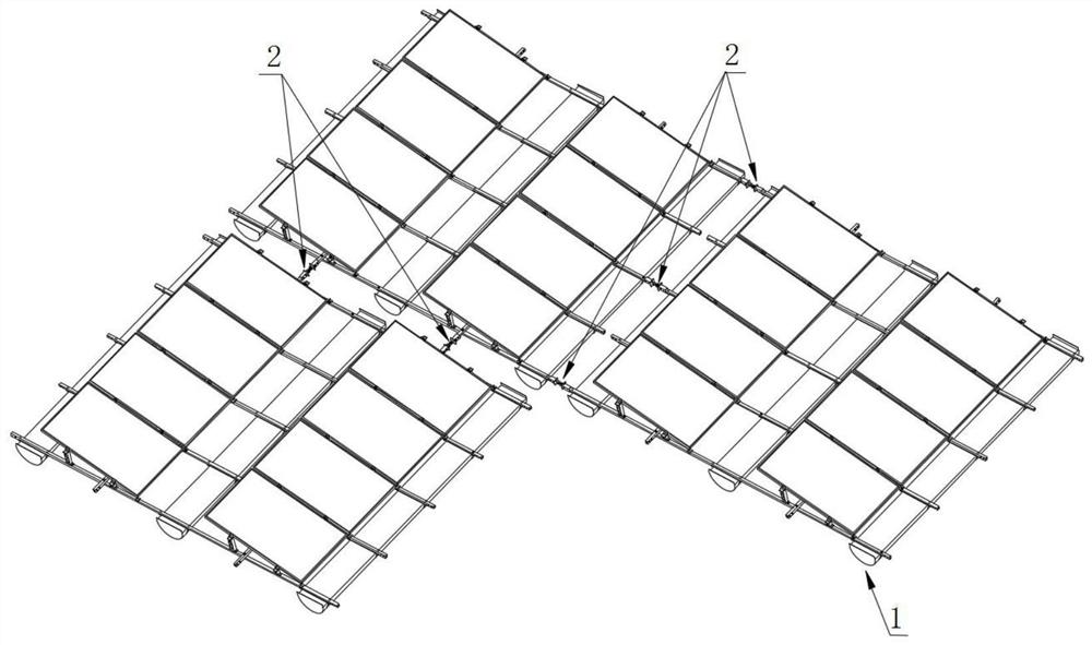 高寒地区漂浮式水面光伏阵列多维柔性连接系统