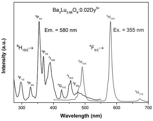 一种Dy3+离子激活的镥酸盐白色荧光粉及制备方法