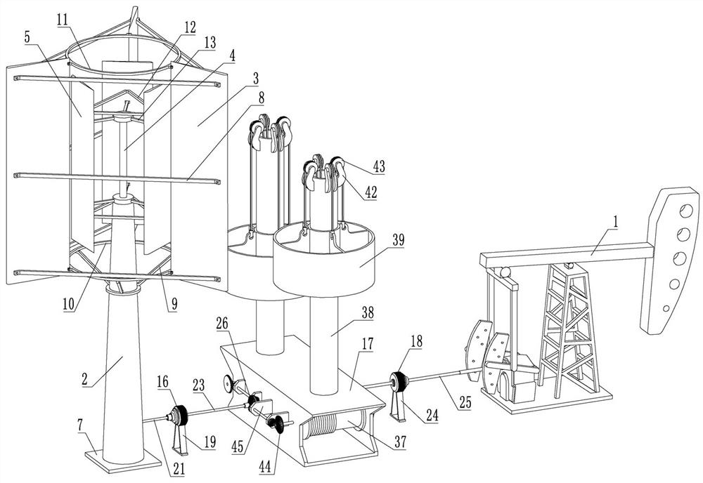 一种风能驱动机械储能抽油机系统