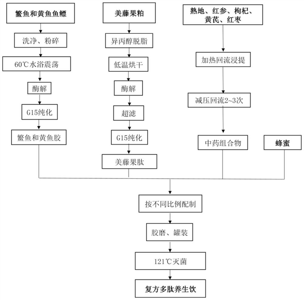 复方多肽养生饮及其制备方法