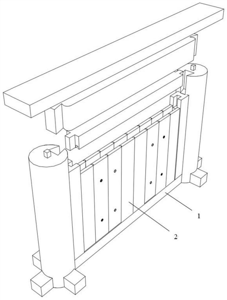 一种古建筑隐蔽式耗能填充墙体