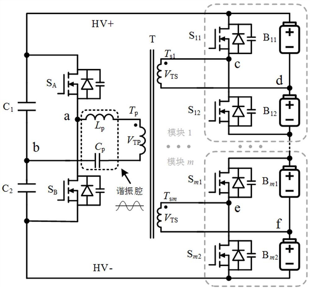 基于多端口变压器的谐振型串联电池均压电路及实现方法