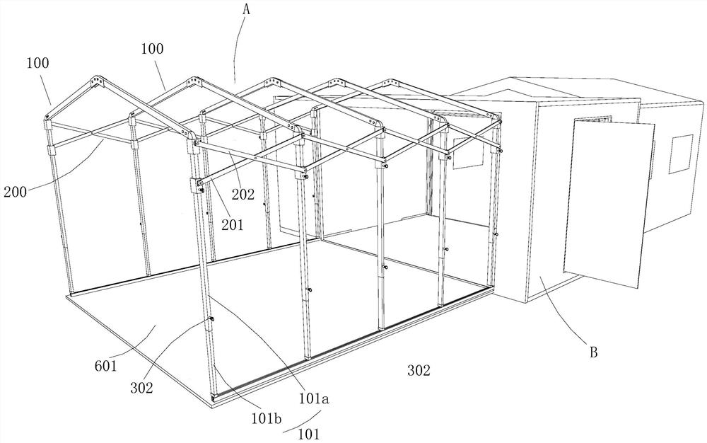 一种与方舱连接的快速展开帐篷