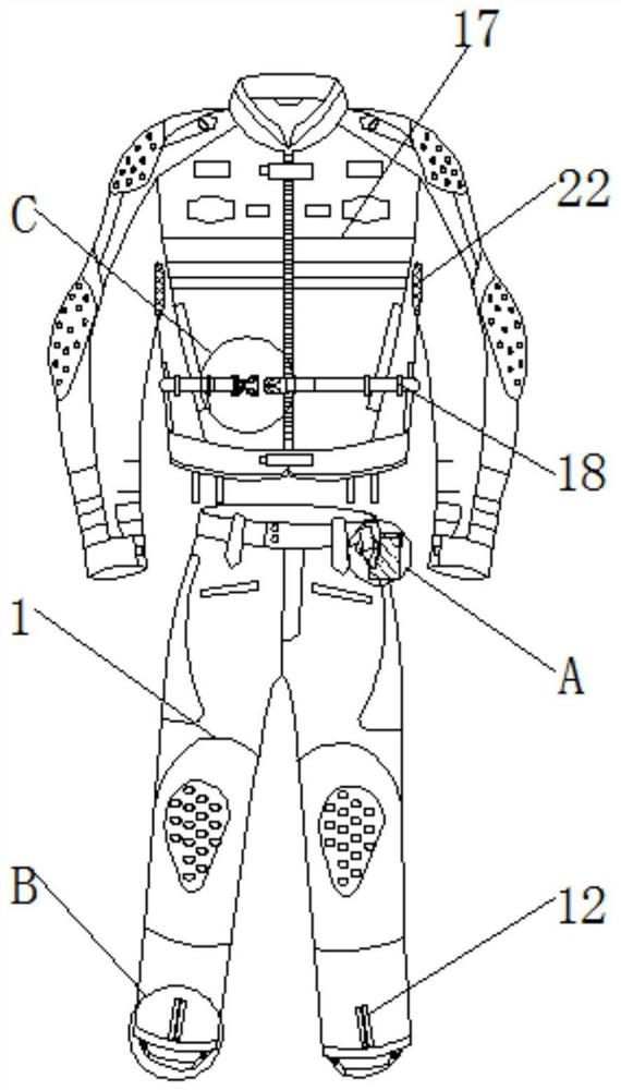 一种具有裤腿尺寸调节功能的警用骑行服
