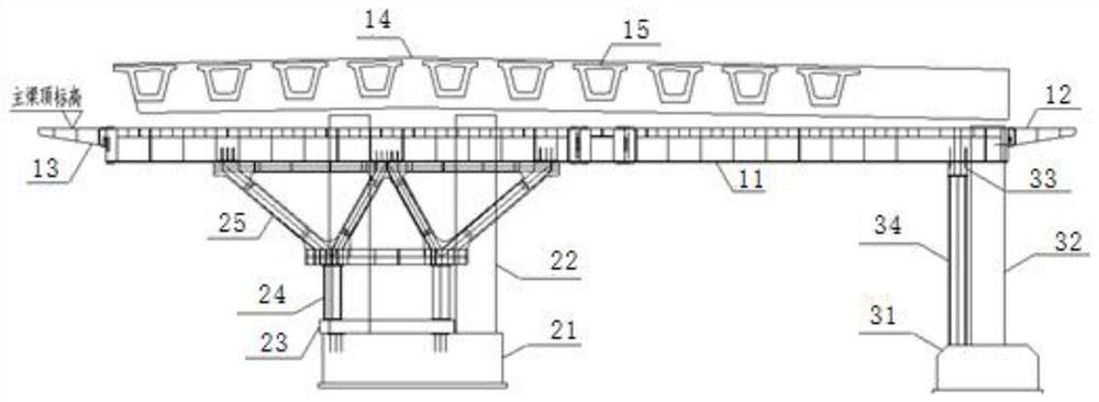 路桥预制小箱梁式隐盖梁的悬臂或大胯径支承体系的施工方法