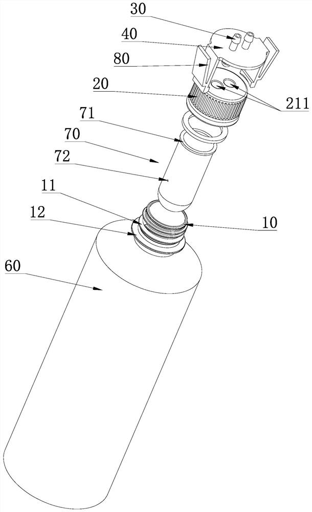 一种卡扣式瓶盖连接结构及使用其的起泡液存储瓶