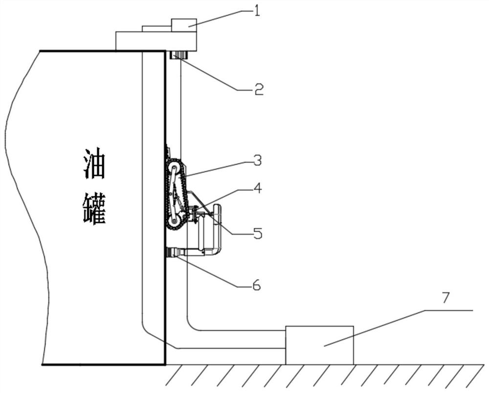 一种可控制的摆臂式喷砂除锈爬壁机器人