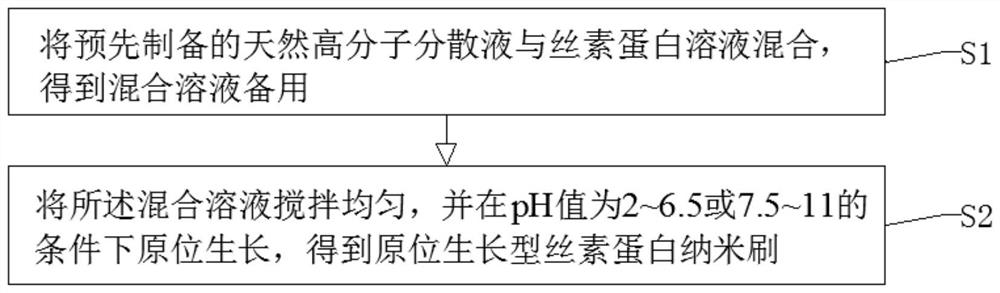 一种原位生长型丝素蛋白纳米刷的制备方法