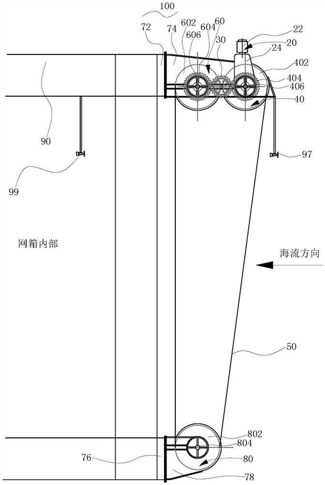 半潜式深远海养殖网箱自动挡流网系统