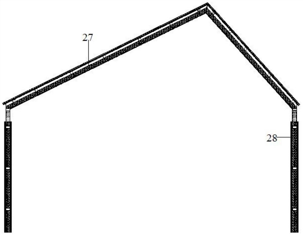 屋顶结构、屋顶和墙立柱连接结构、房屋骨架及房屋