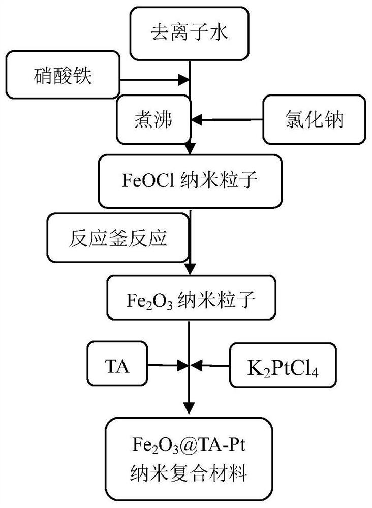 一种Fe2O3@TA-Pt纳米复合材料及制备方法和应用