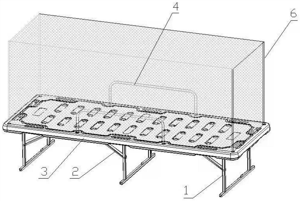 一种蜂窝状中空床板结构的支腿折叠式便携床