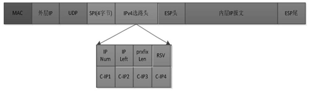 基于ESP封装和压缩IP在overlay层实现源路由的报文及发送方法