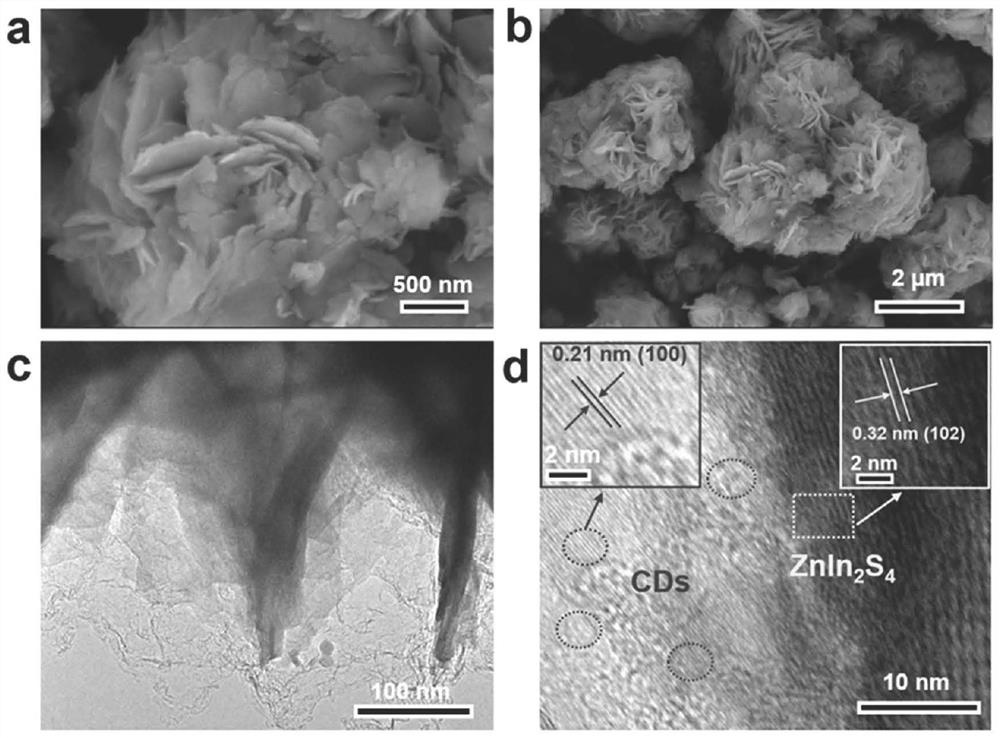 一种花状CDs-ZnIn2S4复合光催化剂及其制备方法与应用
