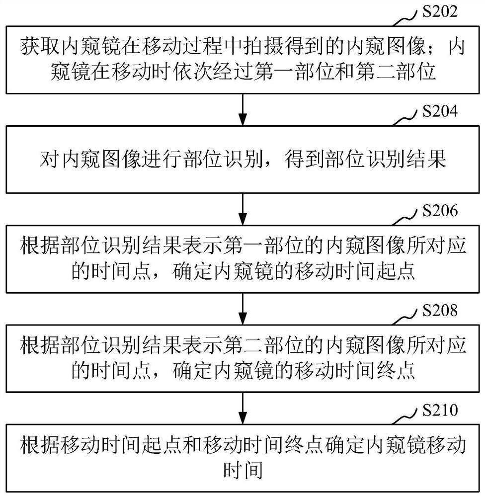 内窥镜移动时间确定方法、装置和计算机设备