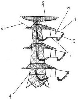 一种双回路终端塔的十字跳线横担的永临结合短接结构