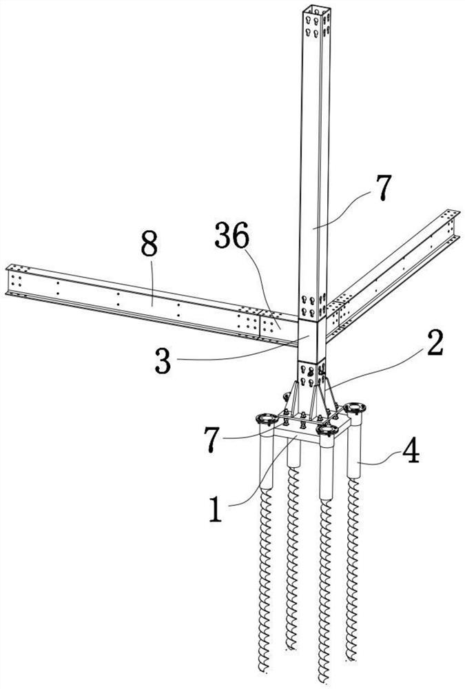 一种全螺栓联接的钢结构免混凝土基础结构