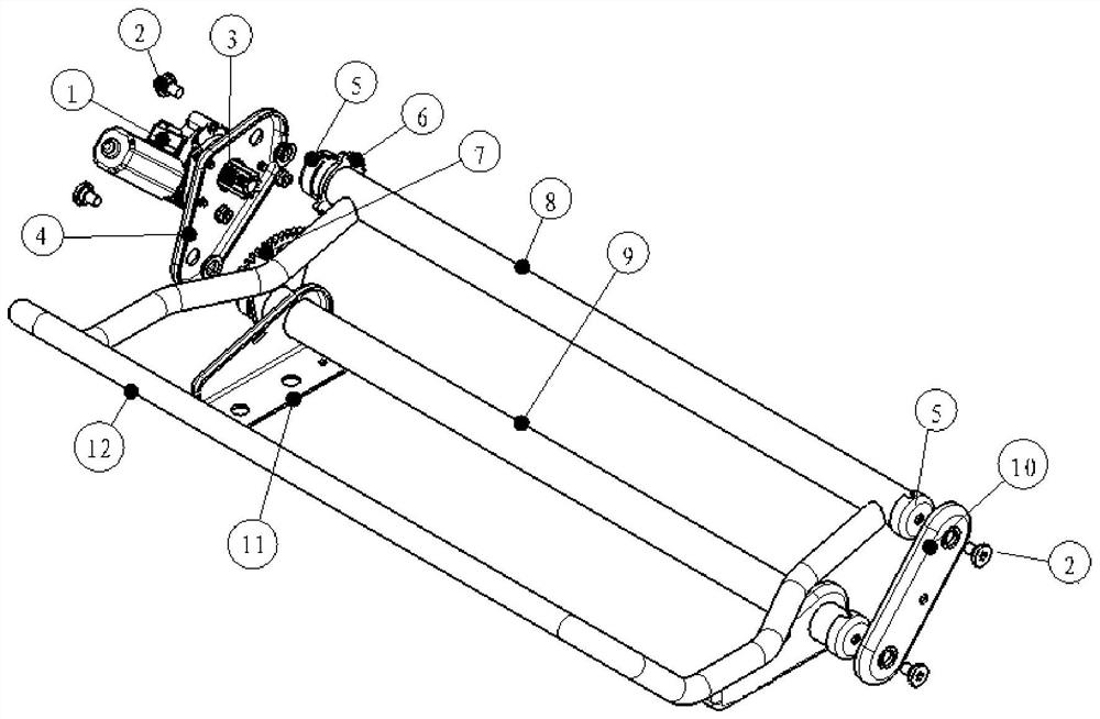 一种电机驱动齿轮副式坐垫翻折机构
