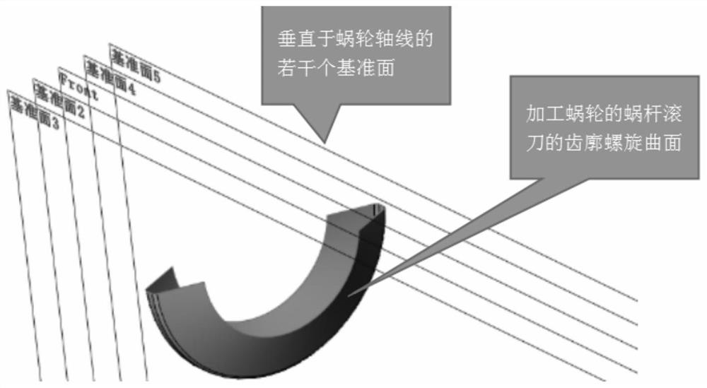 一种基于共轭齿廓曲线作图法的精确圆柱蜗轮建模方法