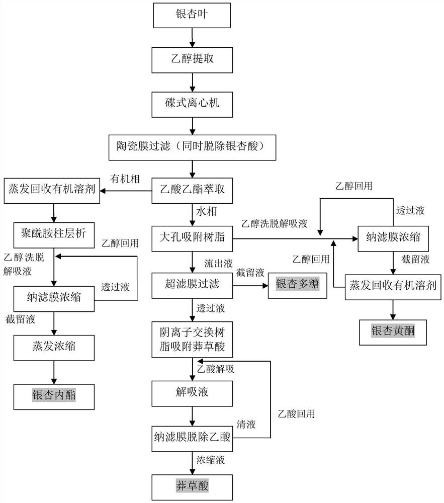 一种同时生产银杏内酯、银杏黄酮、银杏多糖和莽草酸的生产工艺